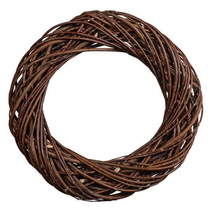 May include: A brown twig wreath, perfect for decorating a door or wall.