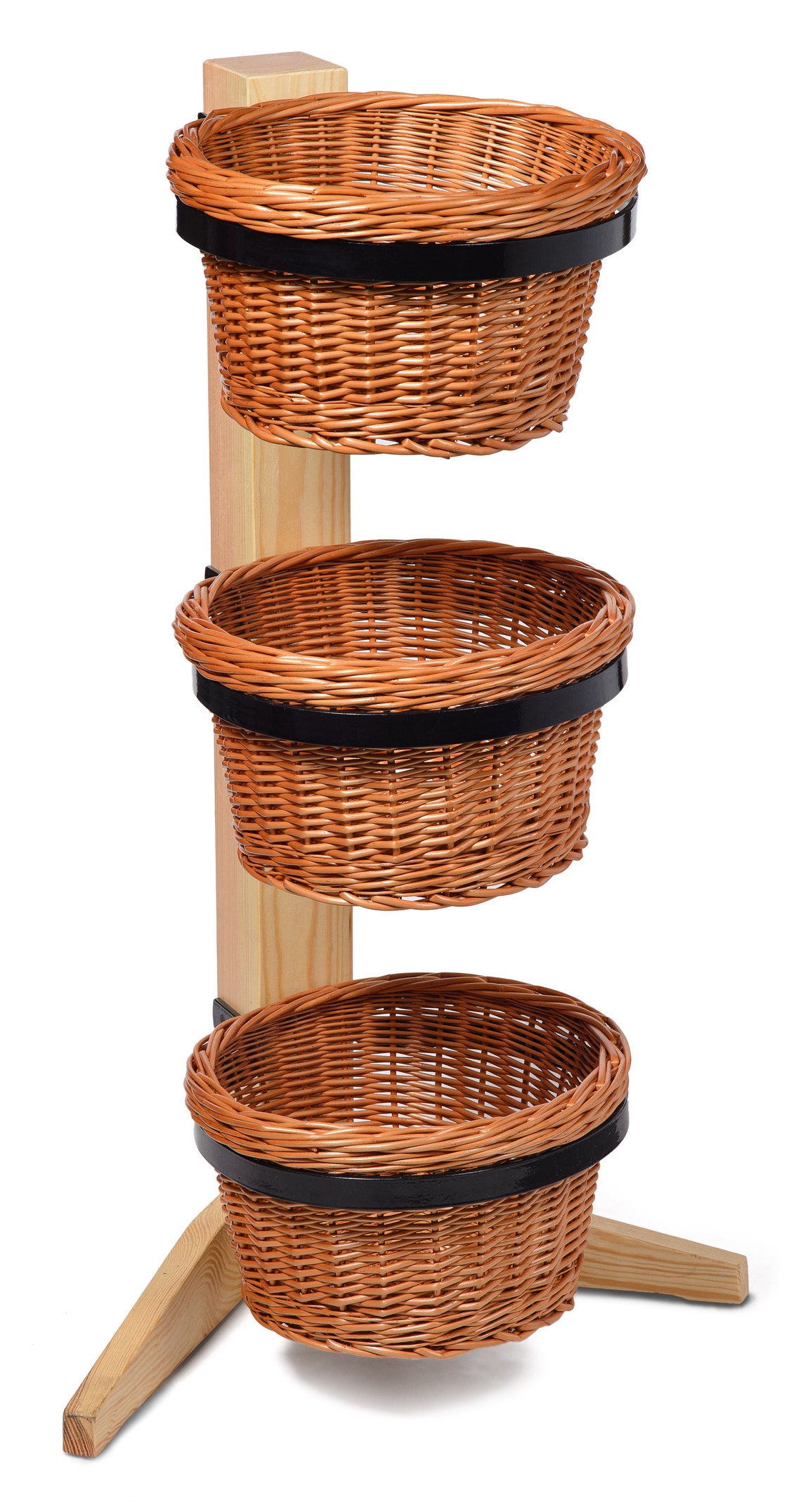 3 Tier Round Wicker Basket Display Floor Stand Etsy