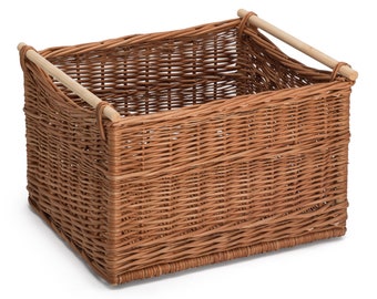 Wicker Storage Baskets Wooden Handles