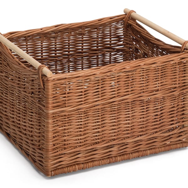 Wicker Storage Baskets Wooden Handles