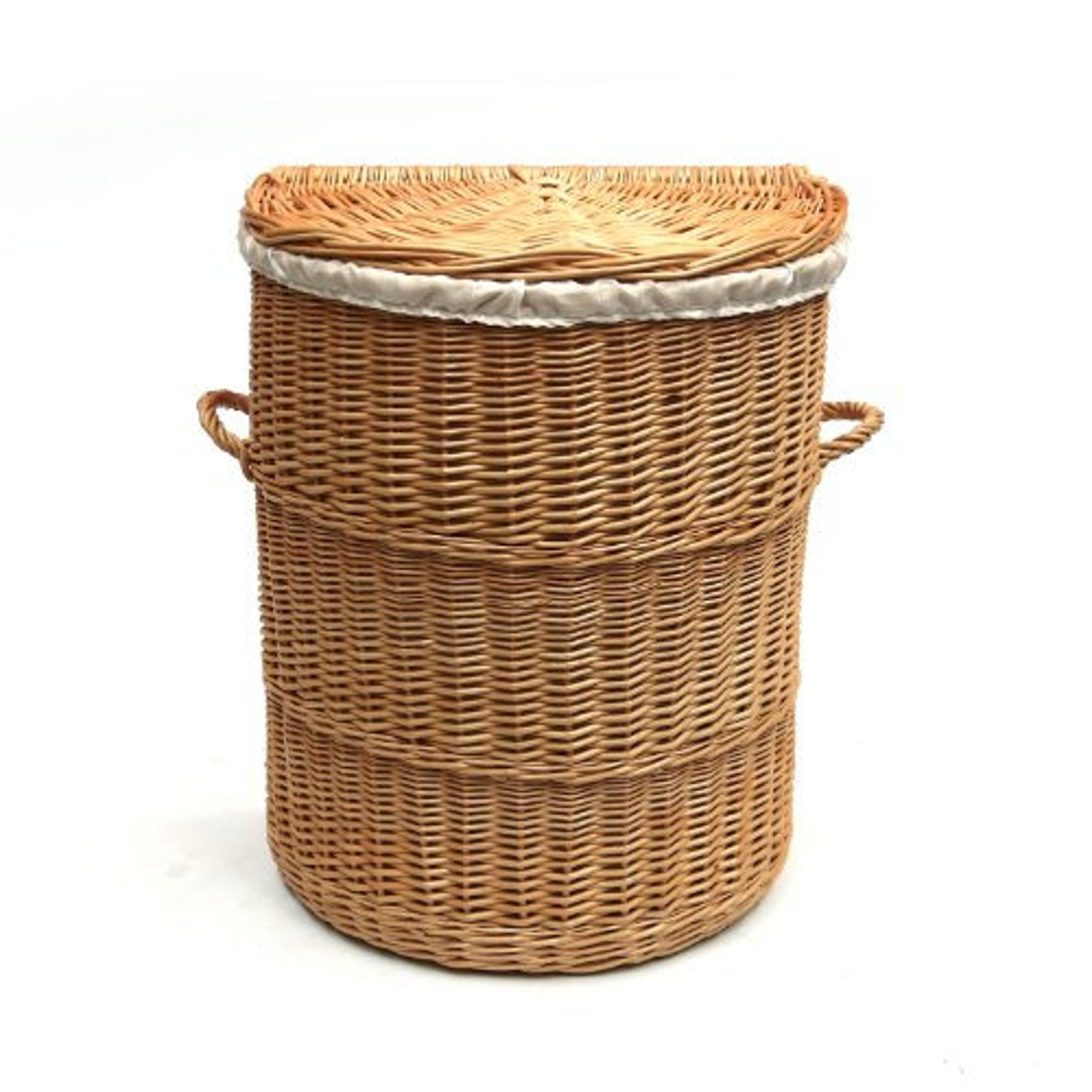 Half Round Laundry Wicker Basket Lined Etsy