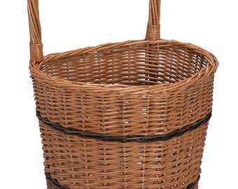 Wicker Trolley Basket Shopping/Log Holder