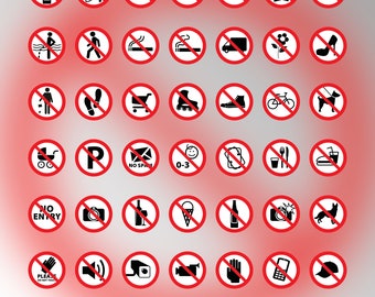 Señales de Prohibición - Archivo digital. 84 patrones en #PDF, #SVG y #PNG.