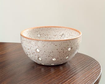 White Speckled Ceramic Berry Bowl – Handmade Pottery