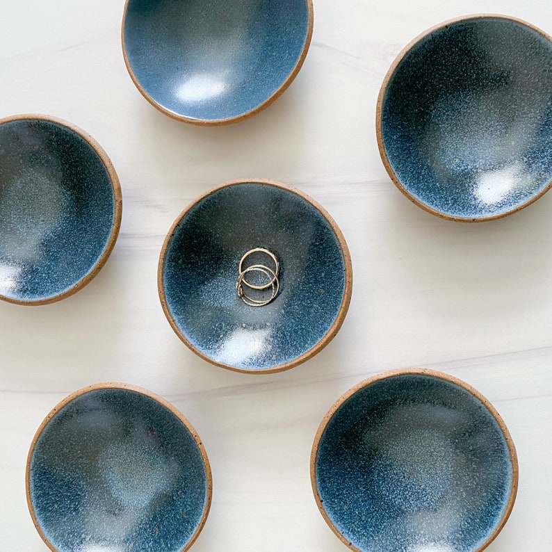 Blue Speckled Ceramic Trinket Dish Handmade Pottery Etsy
