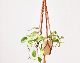Terracotta colored macrame plant hanger / recycled cotton / suspended planter / hanging flower pot / pot hanger /plant holder /Bruman Design