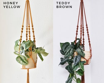 Honey yellow / teddy brown / colorful macrame plant hanger / suspended planter / hanging flower pot / plant holder / handmade /Bruman Design