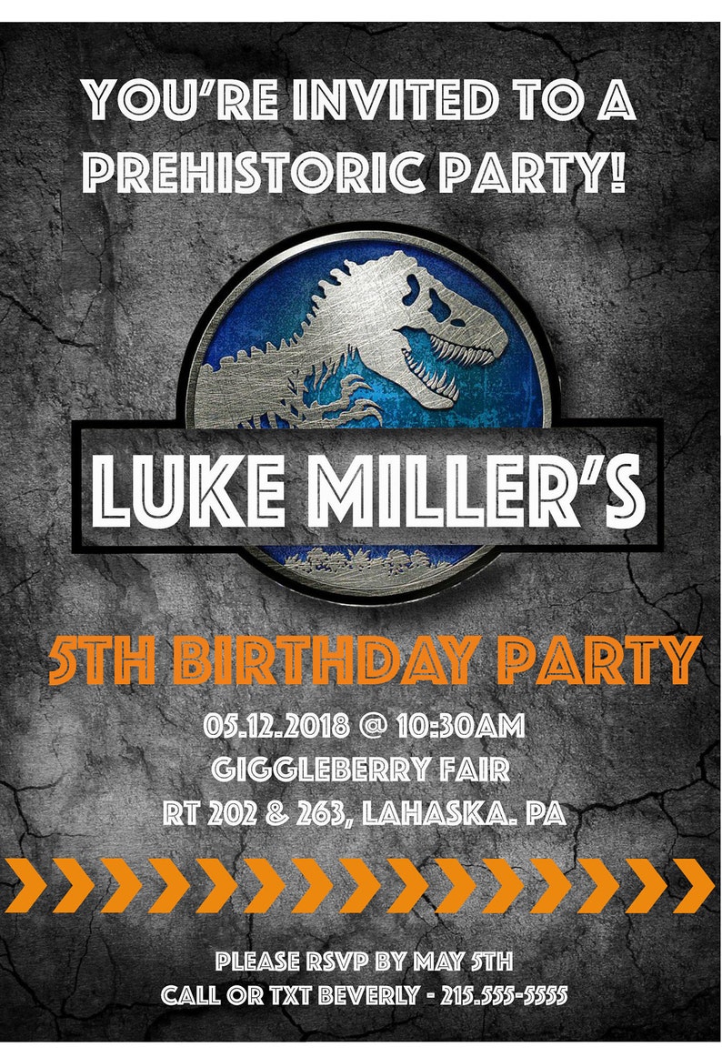 Jurassic World Birthday Invitations Etsy