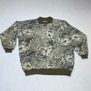 Sudadera vintage Dream Weaver con estampado integral, cuello mediano, estampado floral geométrico MIU