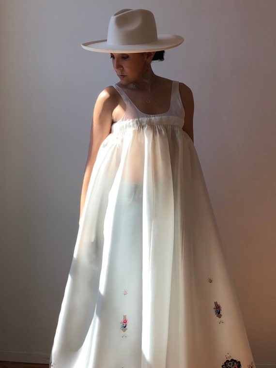 Vintage Rare Organza Trapeze Gown | Sheer Organza