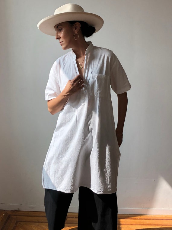 Vintage French Cotton Tunic | Cotton Tunic with Po