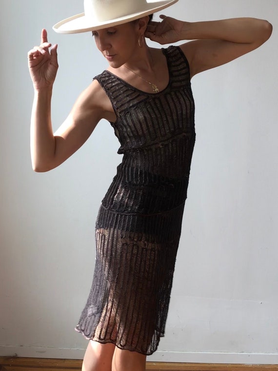 Vintage Handmade 1930's Hairpin Silk Crochet Skirt
