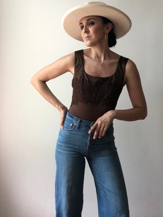 Vintage Italian Deadstock Mocha Lace Bodysuit