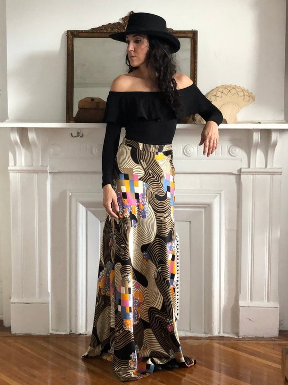Vintage 70's Print Maxi Skirt