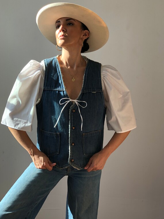 Vintage Denim Shearling Vest