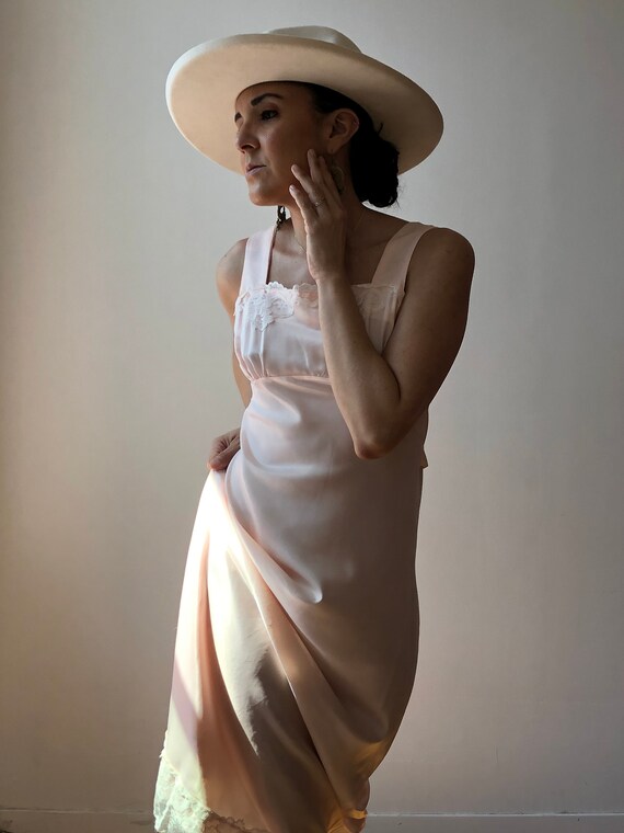 Vintage Pale Pink Satin Nightgown | Lace Satin Nig