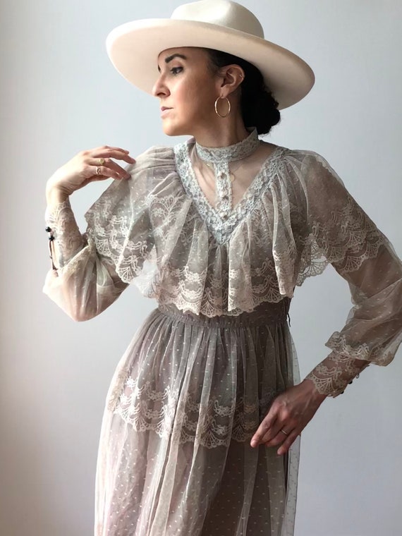 Vintage Antique Lace Dress | Ruffle Lace Dress