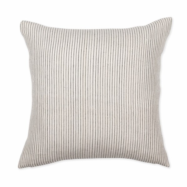 Ivory Pillow Cover w/Charcoal Pinstripe | Handwoven Throw Pillow | Hand-Spun Cotton Pillow Cover | Lumbar Pillow Cover | Laney