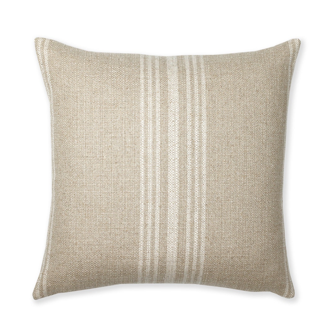 Taupe Pillow Cover W/cream Stripe Basketweave Throw Pillow Beige Throw