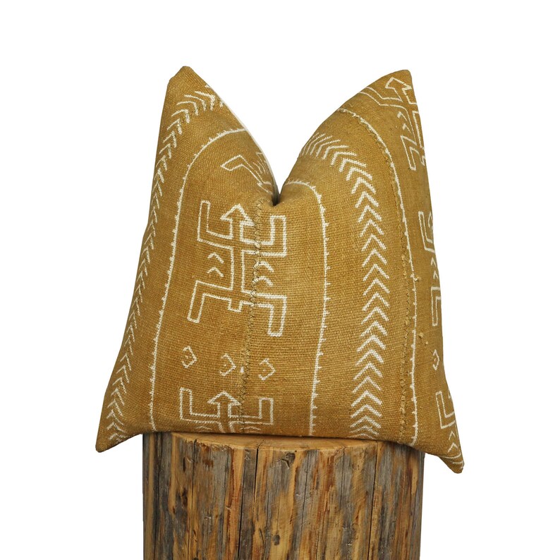 Mudcloth Throw Pillow Cover Light Rust Color with Aztec Details /'ABIOYE/'