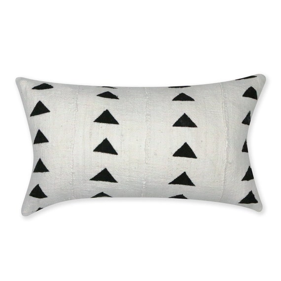 Mudcloth Lumbar Throw Pillow Cover Off African Art Pillow Cover Rectangular