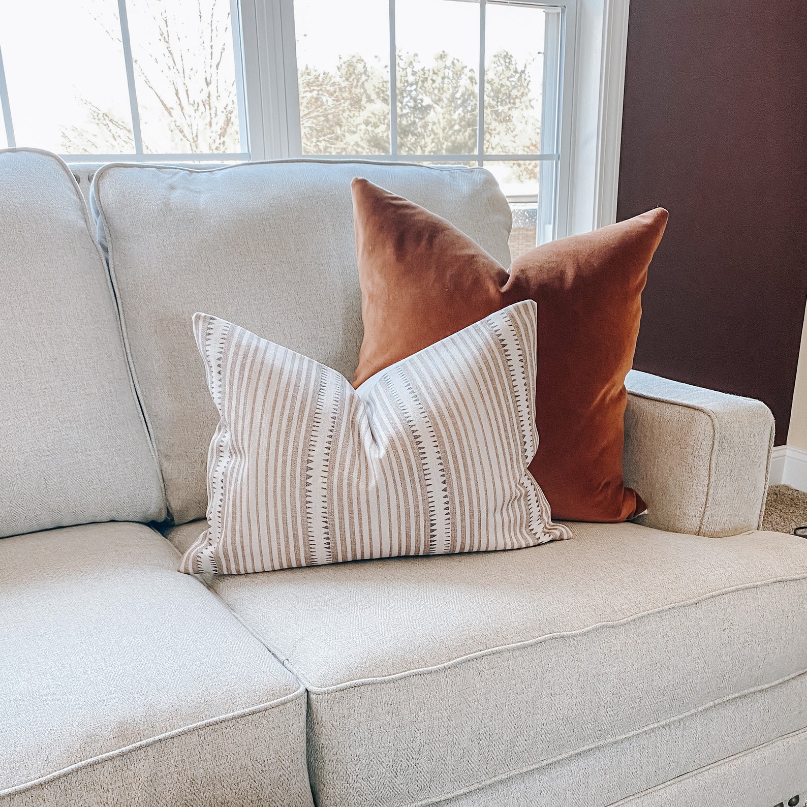 Aztec Lumbar Pillow Cover Beige and Taupe Throw Pillow Aztec Etsy