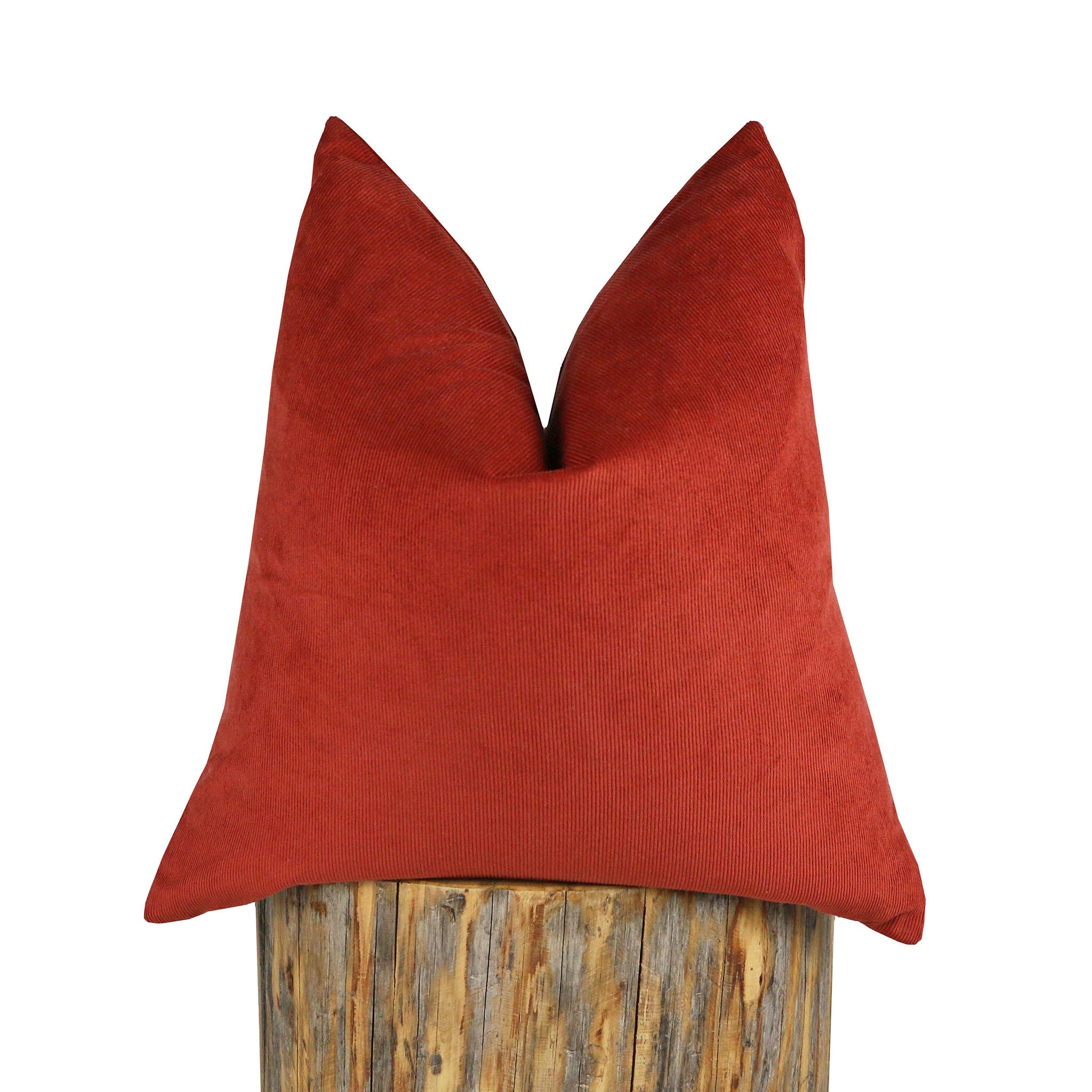 Rust Red Corduroy Pillow Cover Double Sided Etsy