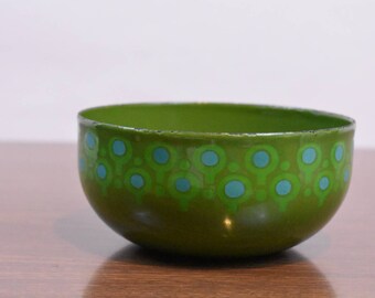 Vintage Enamelware Bowl Merrill Ames VEFA Epicure Lollipop Green Enamel MCM