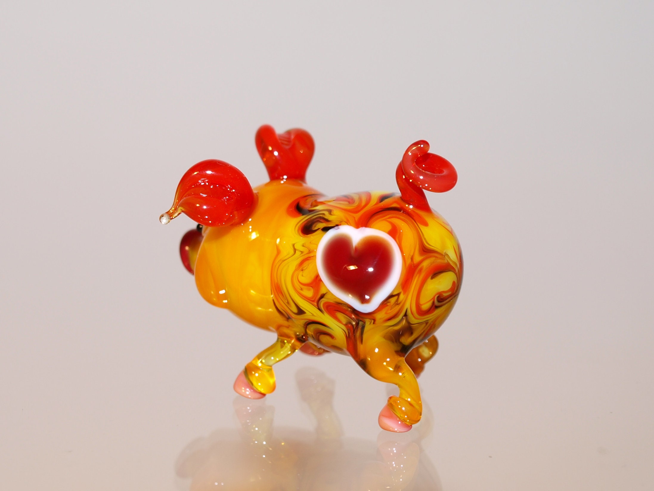 Glass pig figurine Pig glass sculpture Lampwork pig Hand blown Etsy