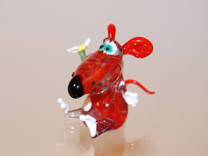 Glass rat figurine Glass figurine Glass rats Art glass Blown Etsy