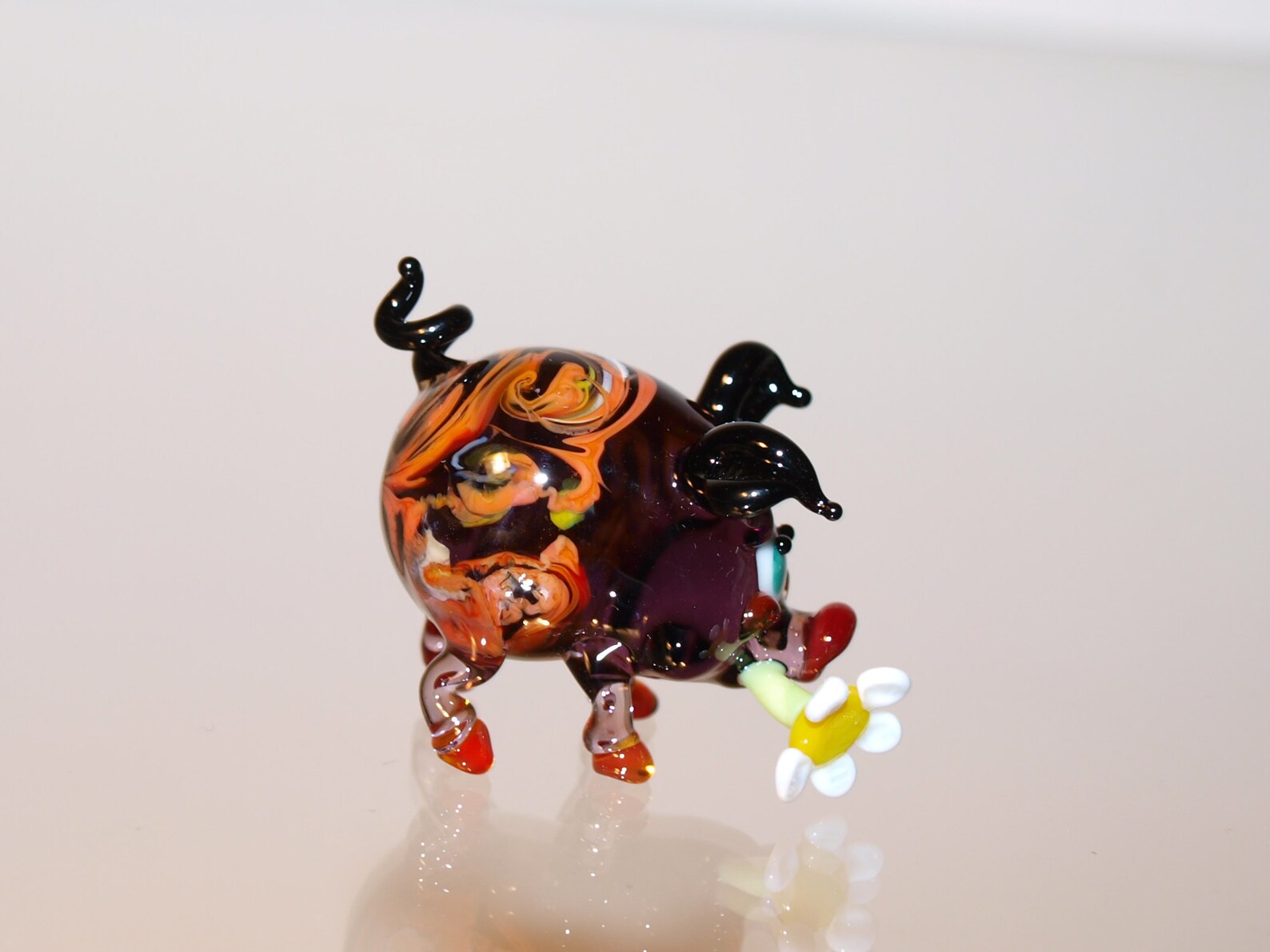 Glass pig figurine Pig glass sculpture Handblown pig Lampwork Etsy