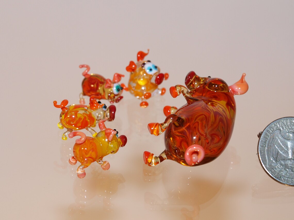 Glass pigs Glass pig Glass animals Glass pig figurine Glass Etsy