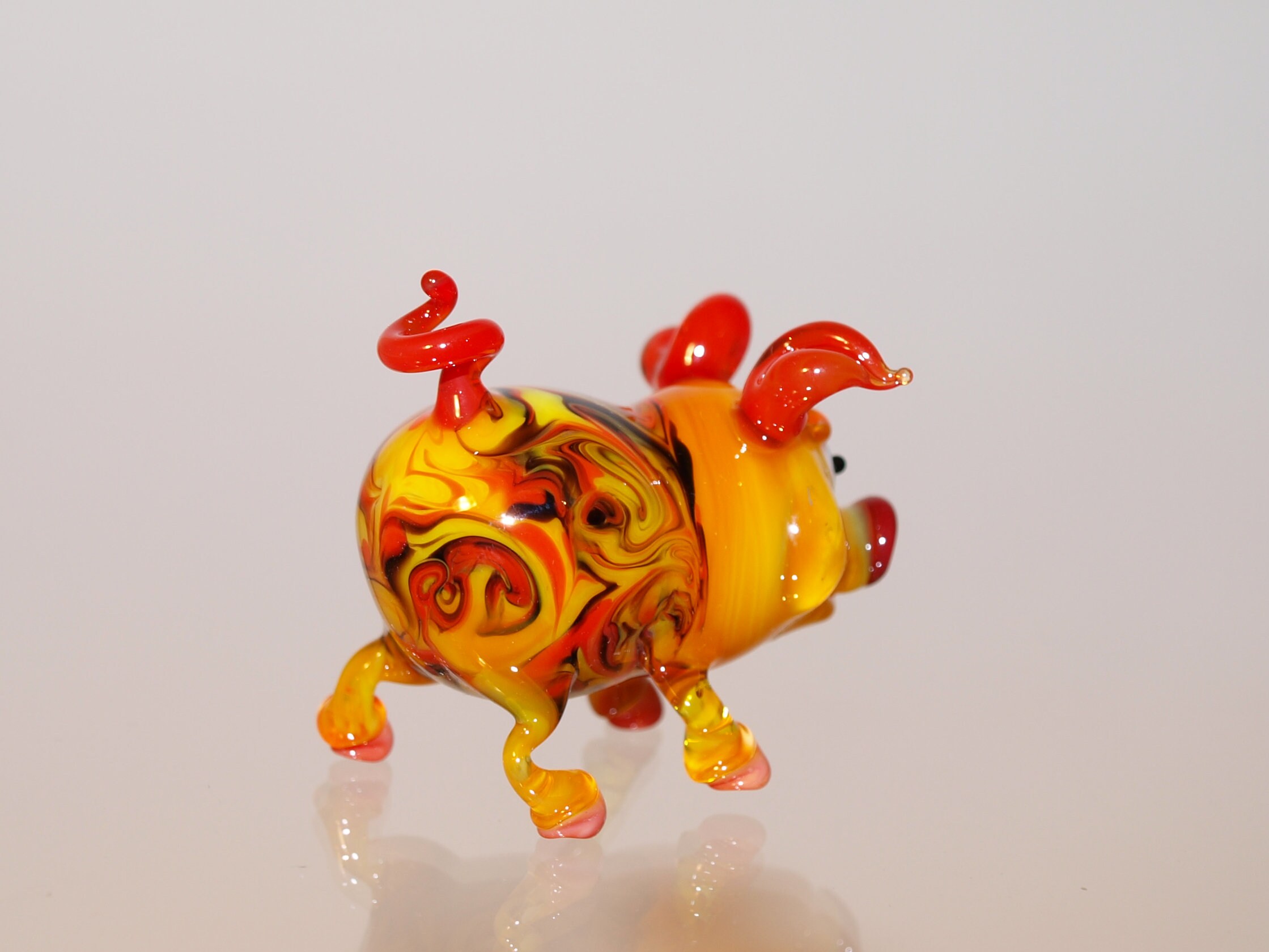 Glass pig figurine Pig glass sculpture Lampwork pig Hand blown Etsy