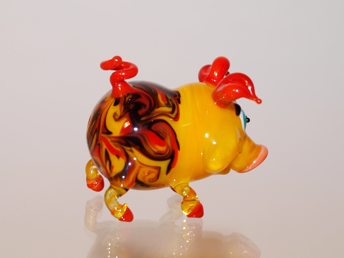 Glass figurine pig Glass animal pig Glass pig figurine Art Etsy