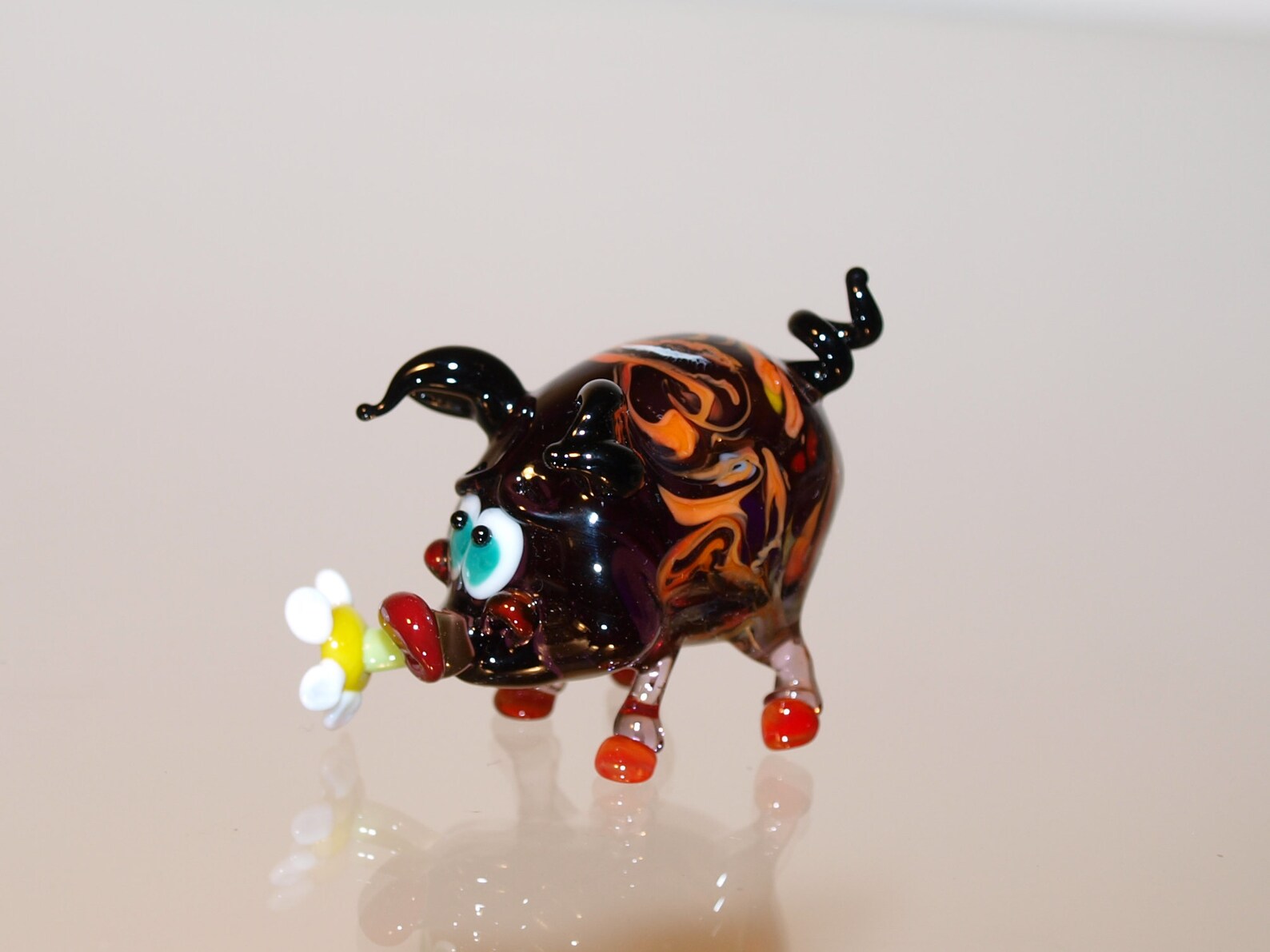 Glass pig figurine Pig glass sculpture Handblown pig Lampwork Etsy