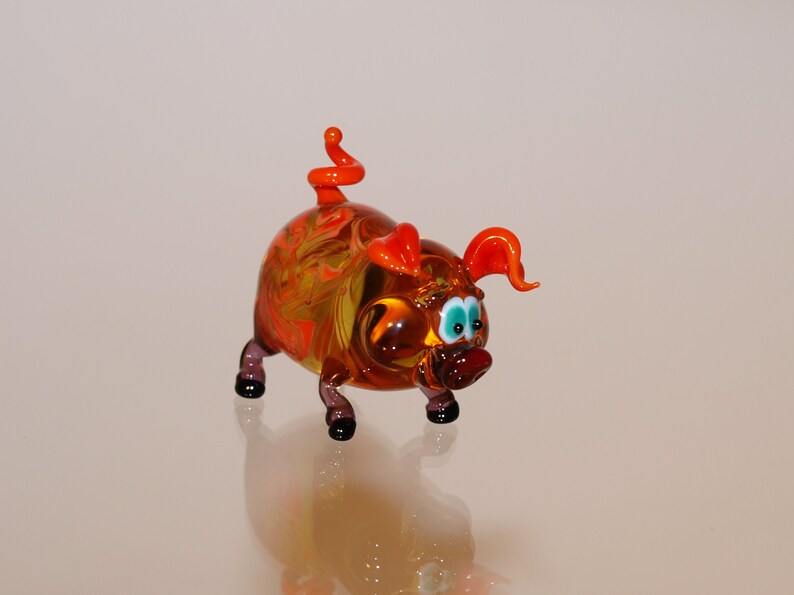 Glass Pig Figurine Pig Glass Sculpture Lampwork Pig Hand Blown Etsy