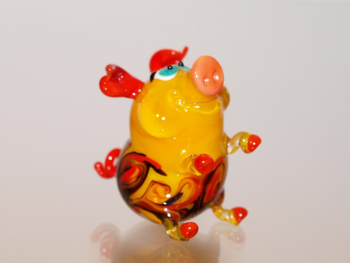 Glass figurine pig Glass animal pig Glass pig figurine Art Etsy
