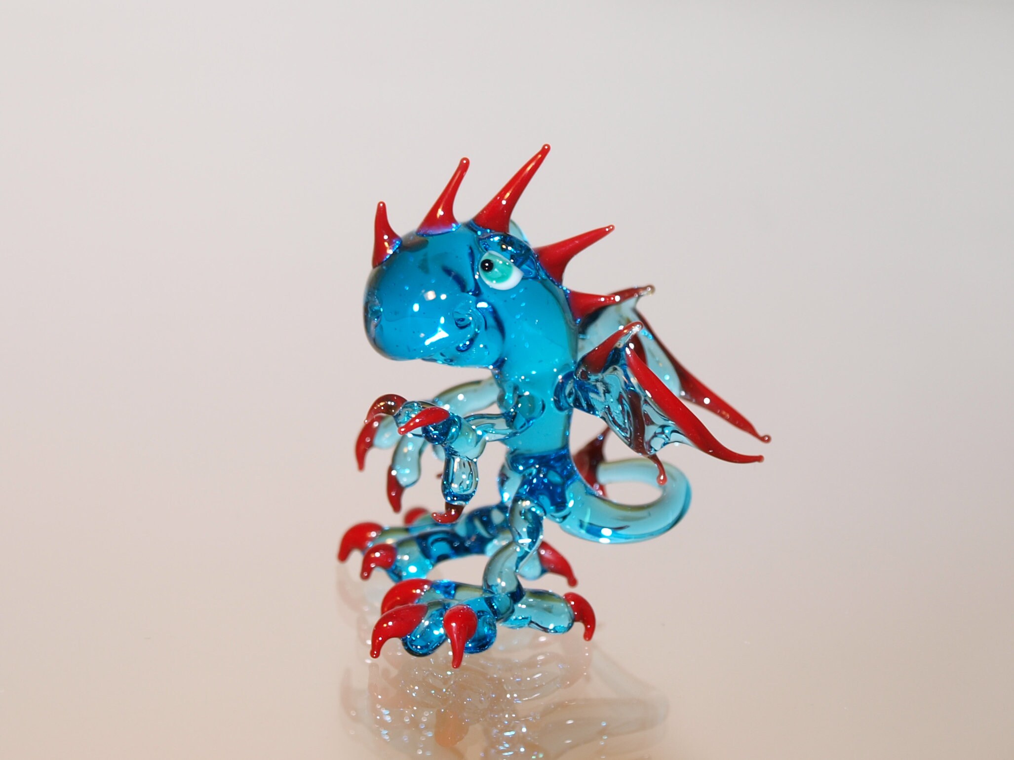 Glass dragon Glass figurine Dragon glass sculpture Hand blown Etsy