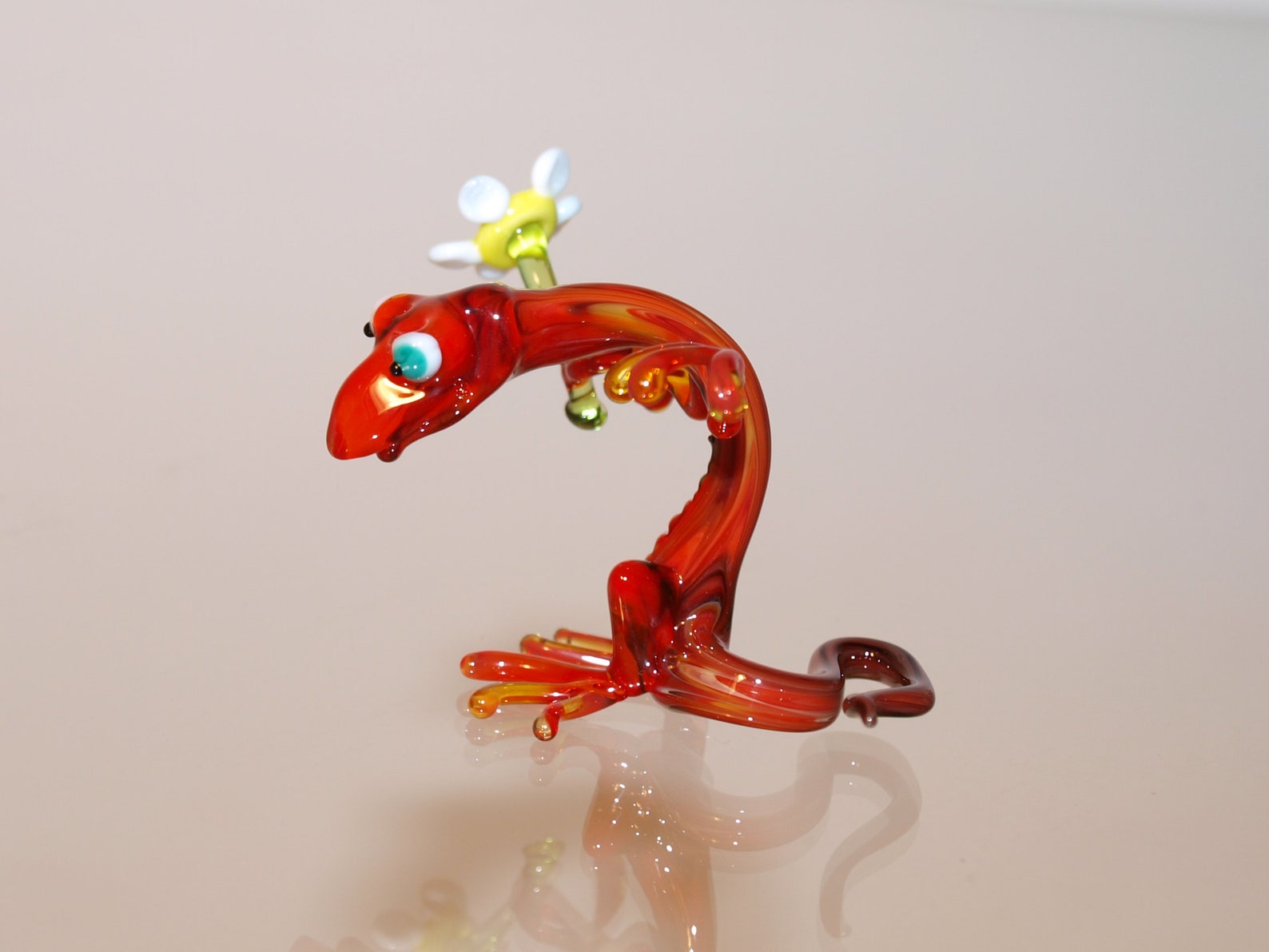 Glass lizard figurine Lizard glass sculpture Handblown lizard Etsy
