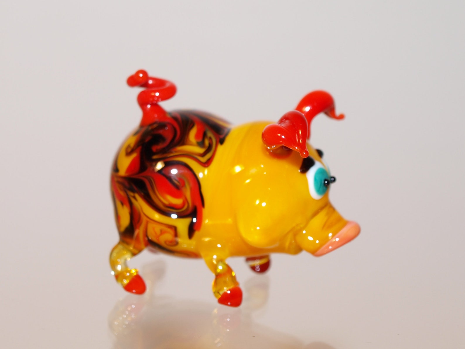 Glass figurine pig Glass animal pig Glass pig figurine Art Etsy