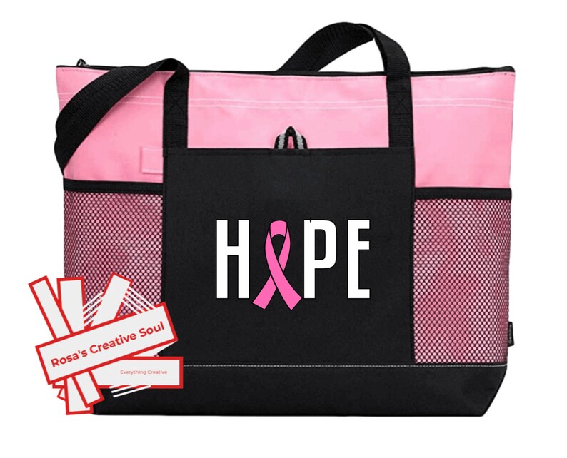 Hope Tote Bag Breast Cancer Awareness Survivor Pink Etsy