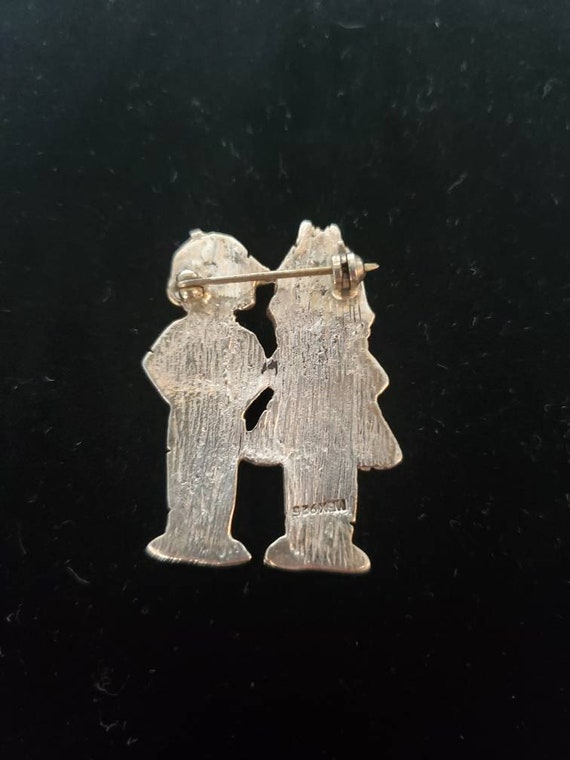 Vintage Sterling Silver Boy and Girl Brooch/Pin, … - image 5