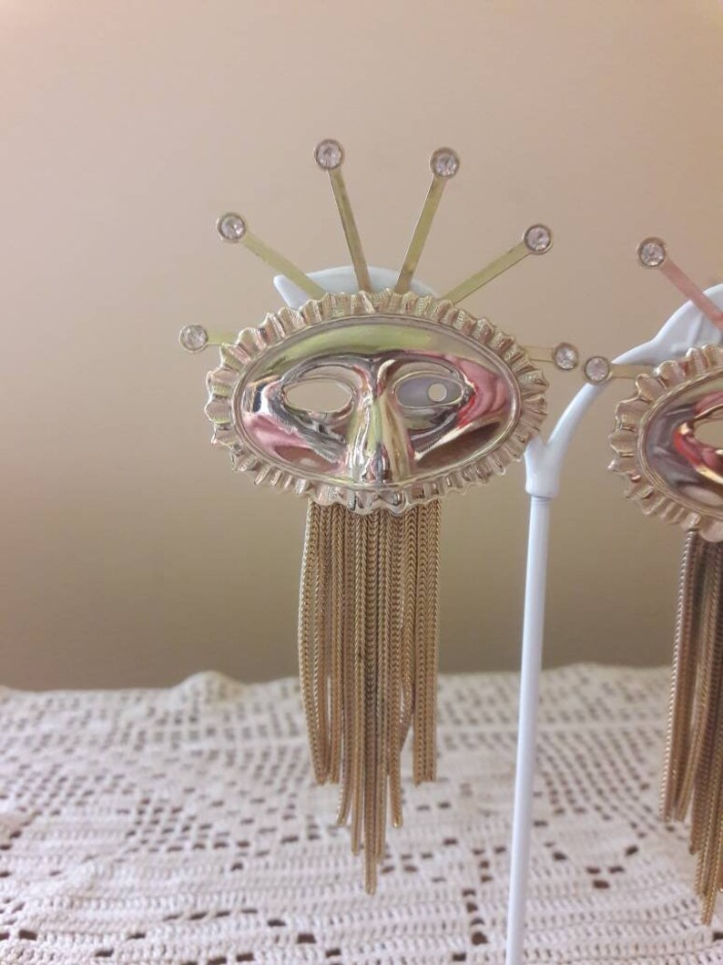 Vintage Mardi Gras Clip On Earrings