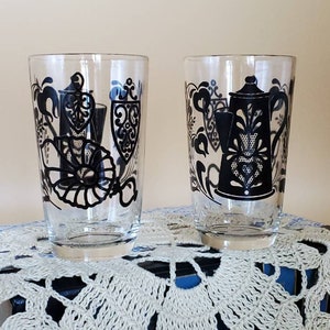 Vintage Set of Two Kraft "Swanky Swigs" Black Juice Glasses