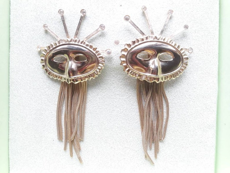 Vintage Mardi Gras Clip On Earrings
