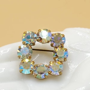 Vintage Mid Century Aurora Borealis Rhinestone Pin/Brooch Made in Germany