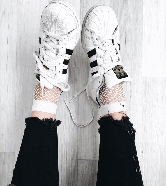 Fishnet Socks Black and White Trendy Socks Etsy