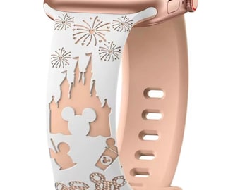 Disney magic band skinsBand  Castle snacks theme park 40 41 42 44 45 49 mm silicone Apple watch strap. Magic watch band disney accessories