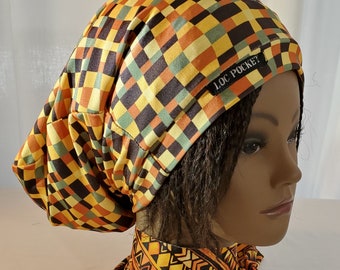 QUEEN. Dreadlock slouchy cap, night cap, dreadlock maintenance cap, head coverage cap. Shown in size Short.