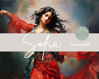 Sofia- Vintage Bohemian Printable junk journal kit, digital download